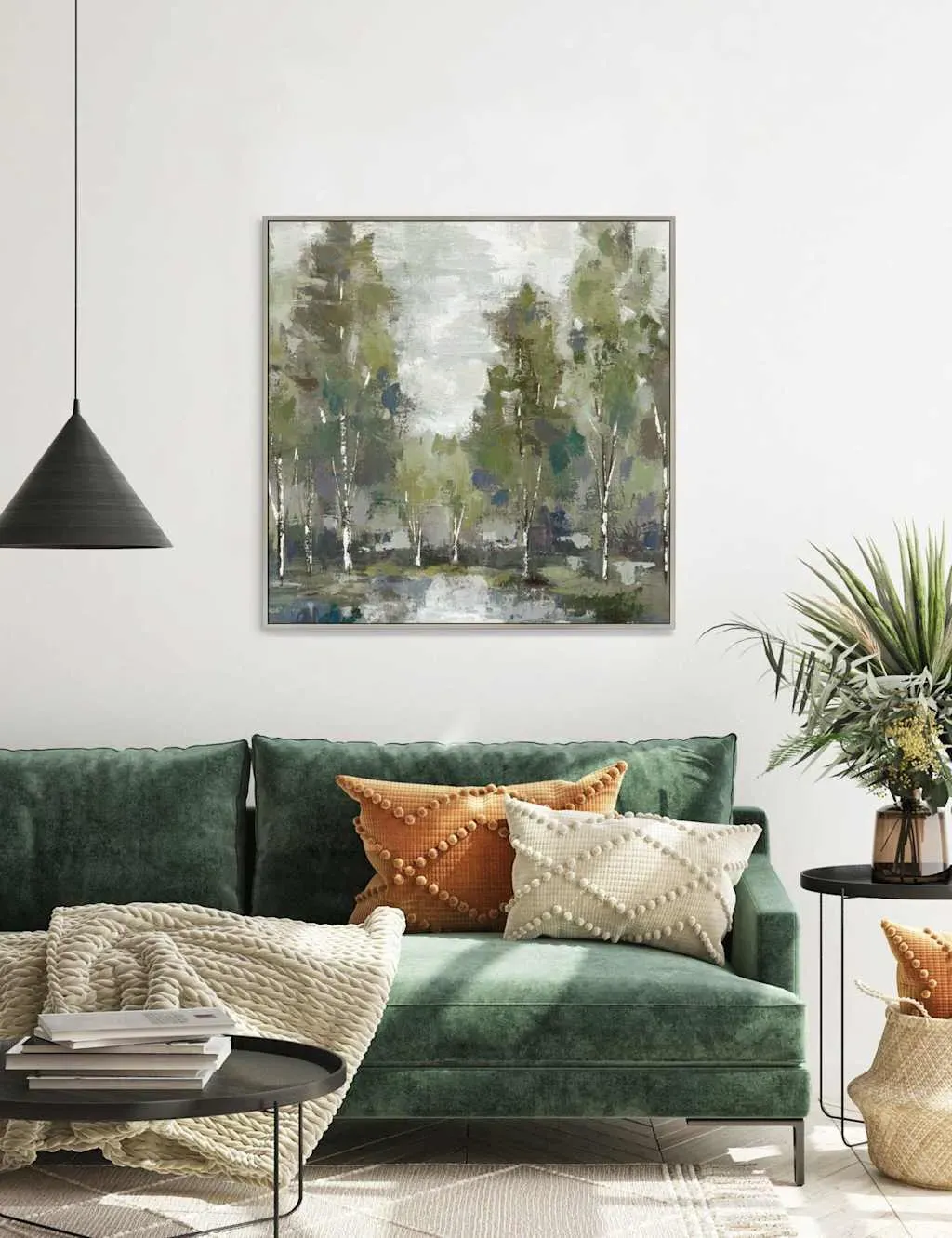 At Dawn Square Framed Canvas - Green product