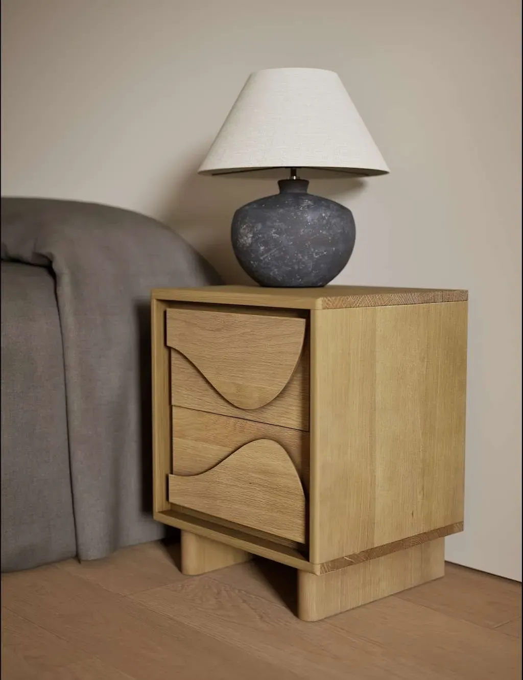 Avery Bedside Table with Storage - Natural, Oak Veneer product