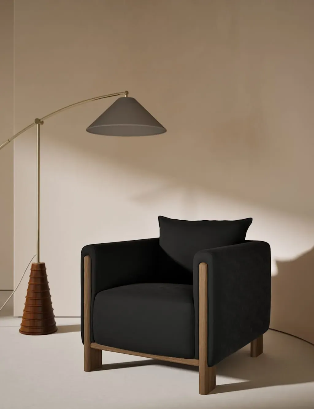 Block Accent Chair with Scatterback Cushion - Charcoal, Velvet product