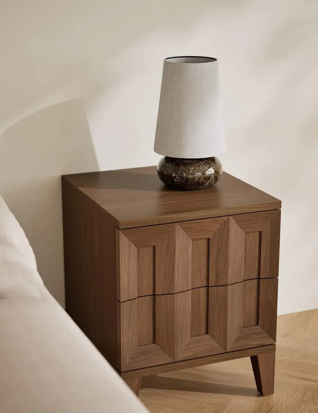 Block Bedside Table with Storage - Natural, Oak Veneer product