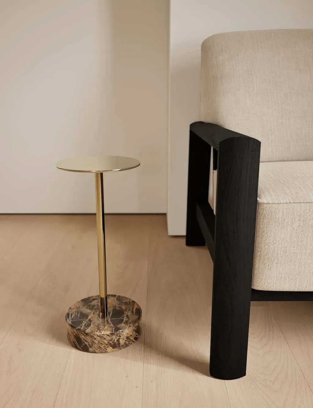 Brass & Marble Base Round Side Table - Antique Brass product