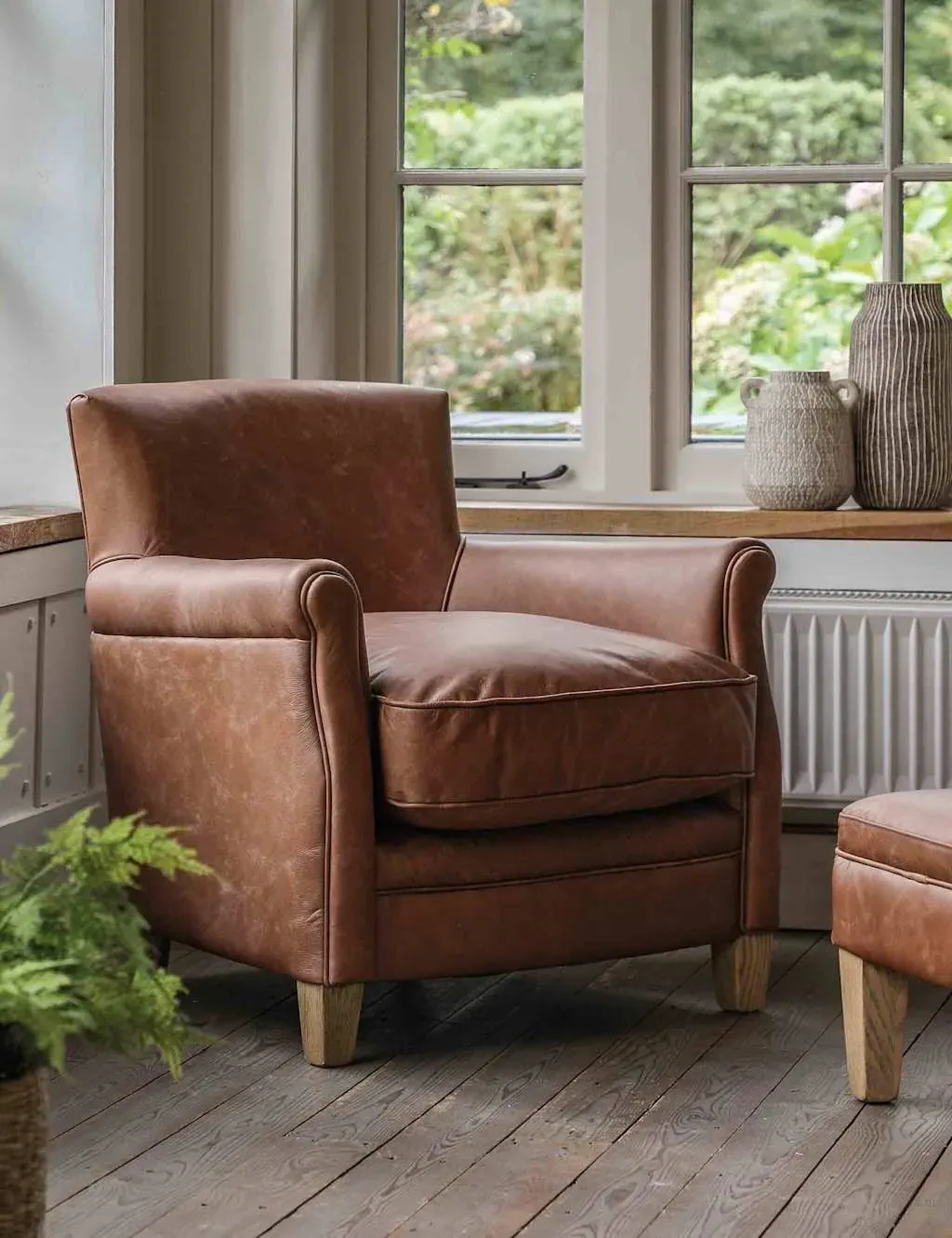 Bucket Seat Armchair - Dark Brown, Top-Grain Leather product