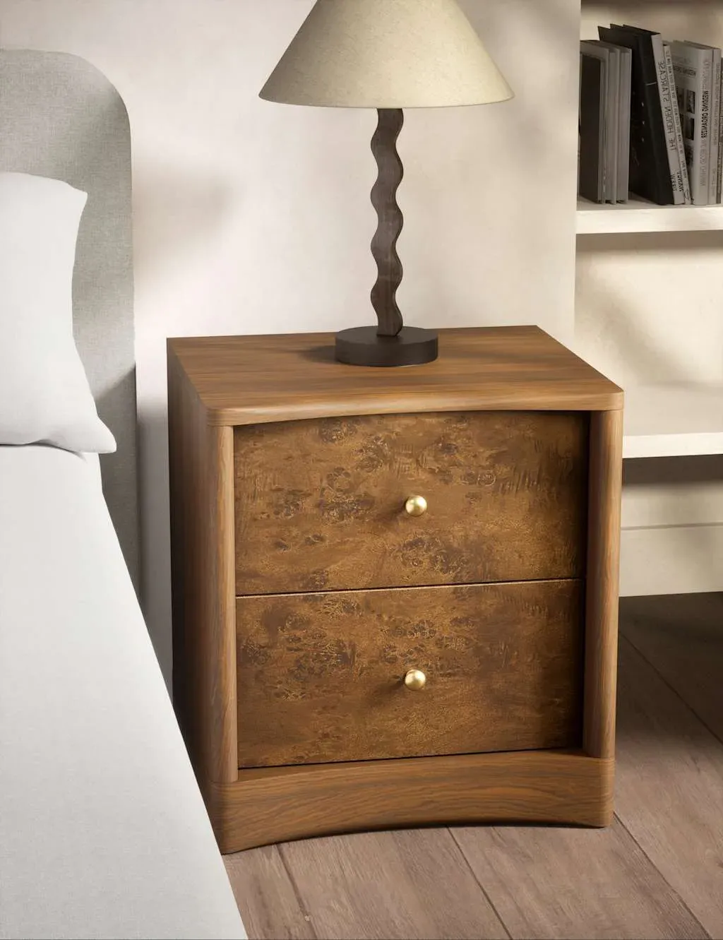 Burl 2-Drawer Bedside Table - Natural, Oak Veneer product