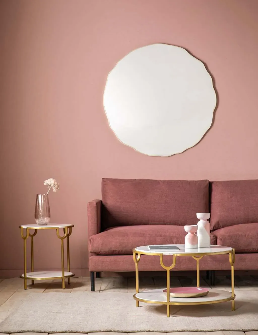 Carano Extra Large Round Wall Mirror - Gold, Metal product
