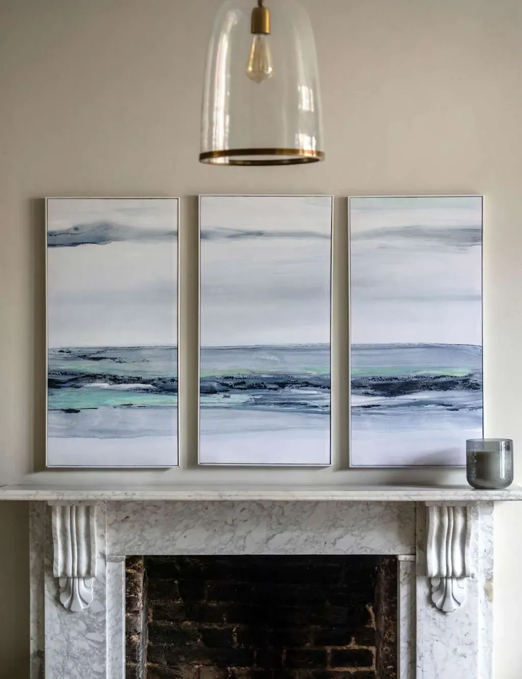 Clouded View Set of 3 Framed Canvas - Blue product