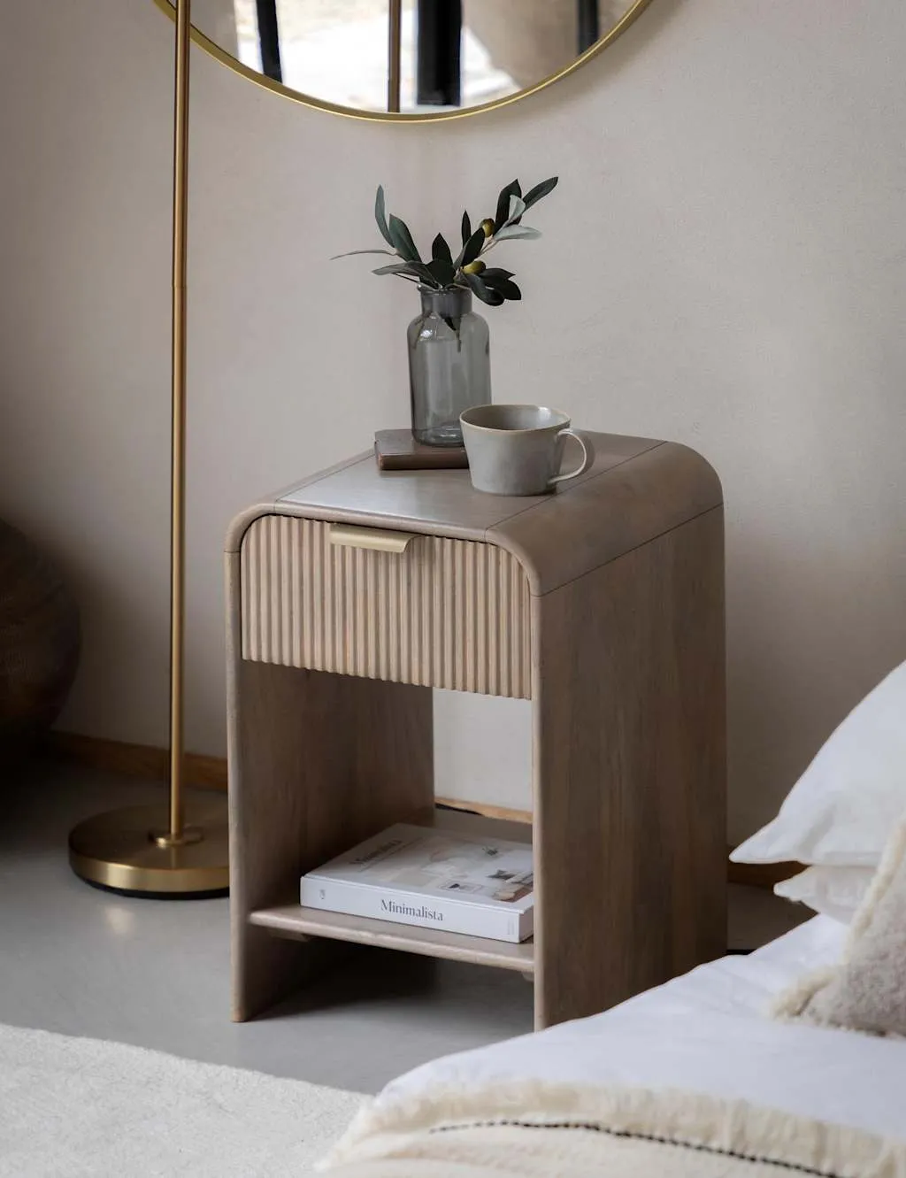 Colonna 1 Drawer Bedside Table - Grey Mix, Mango Wood product