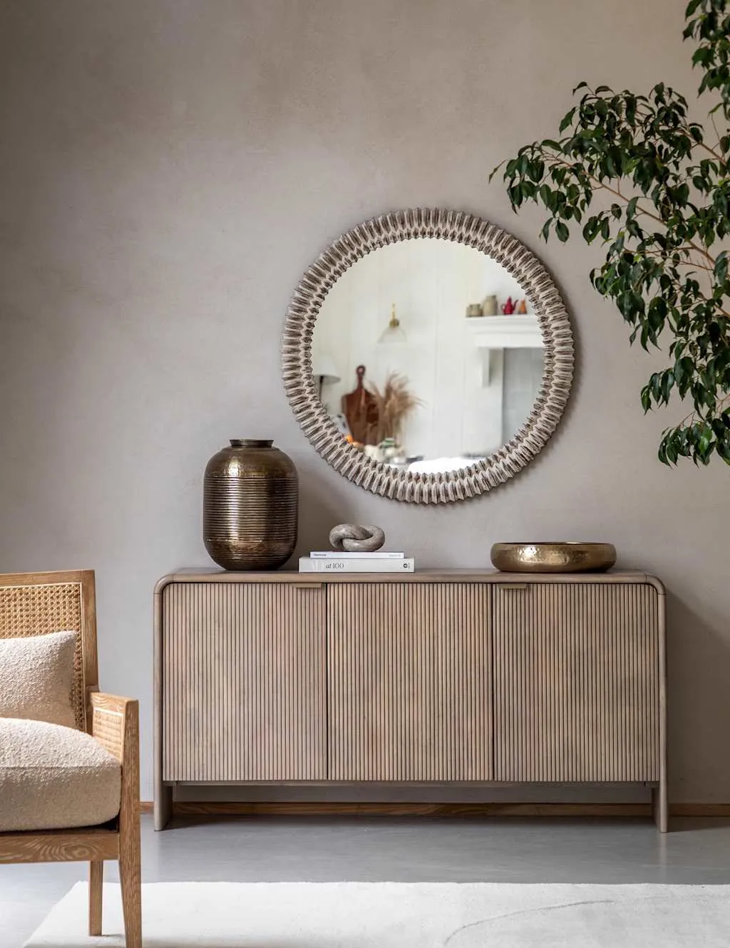 Colonna 3-Door Sideboard - Grey, Mango Wood Veneer product