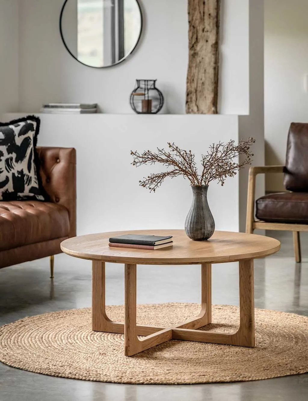 Craft Round Coffee Table Flip-Top - Natural, Oak product