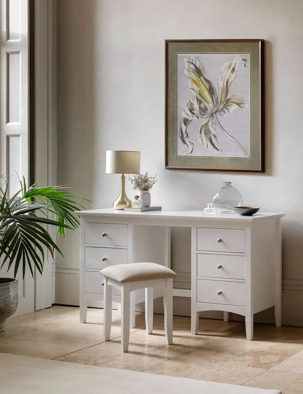 Hastings Dressing Table & Stool with Storage - Soft White product