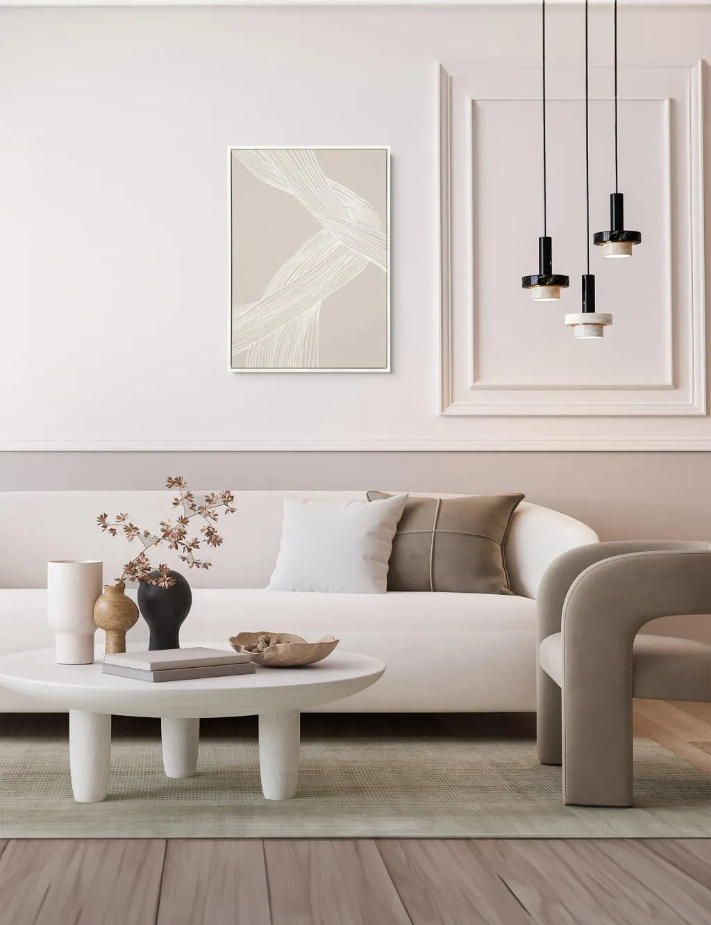 Entangled Abstract Rectangle Framed Art - White product