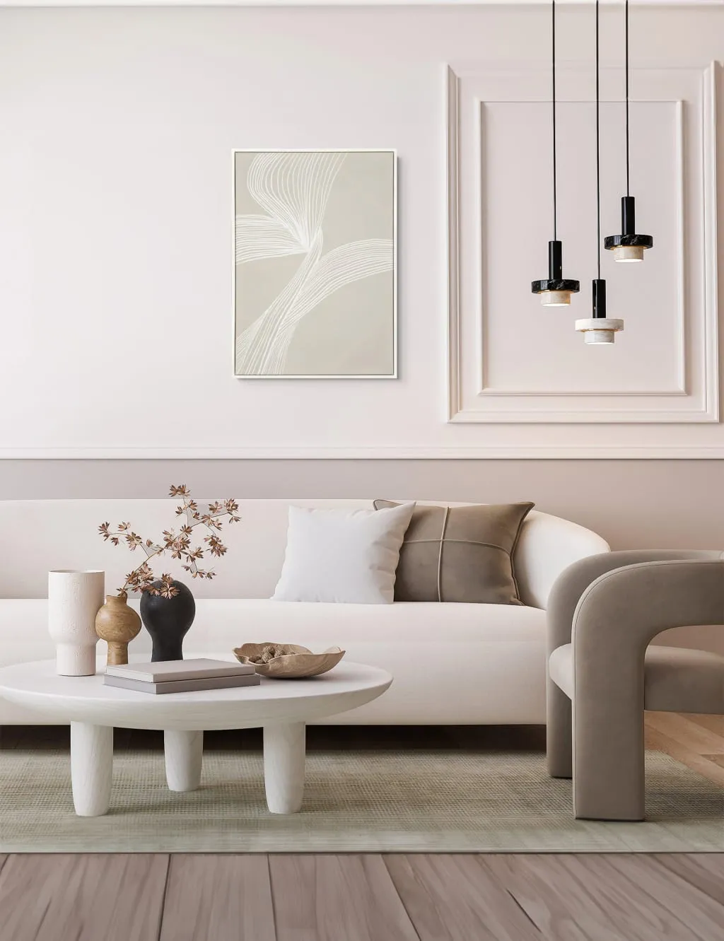 Entwined Abstract Rectangle Framed Wall Art - White product
