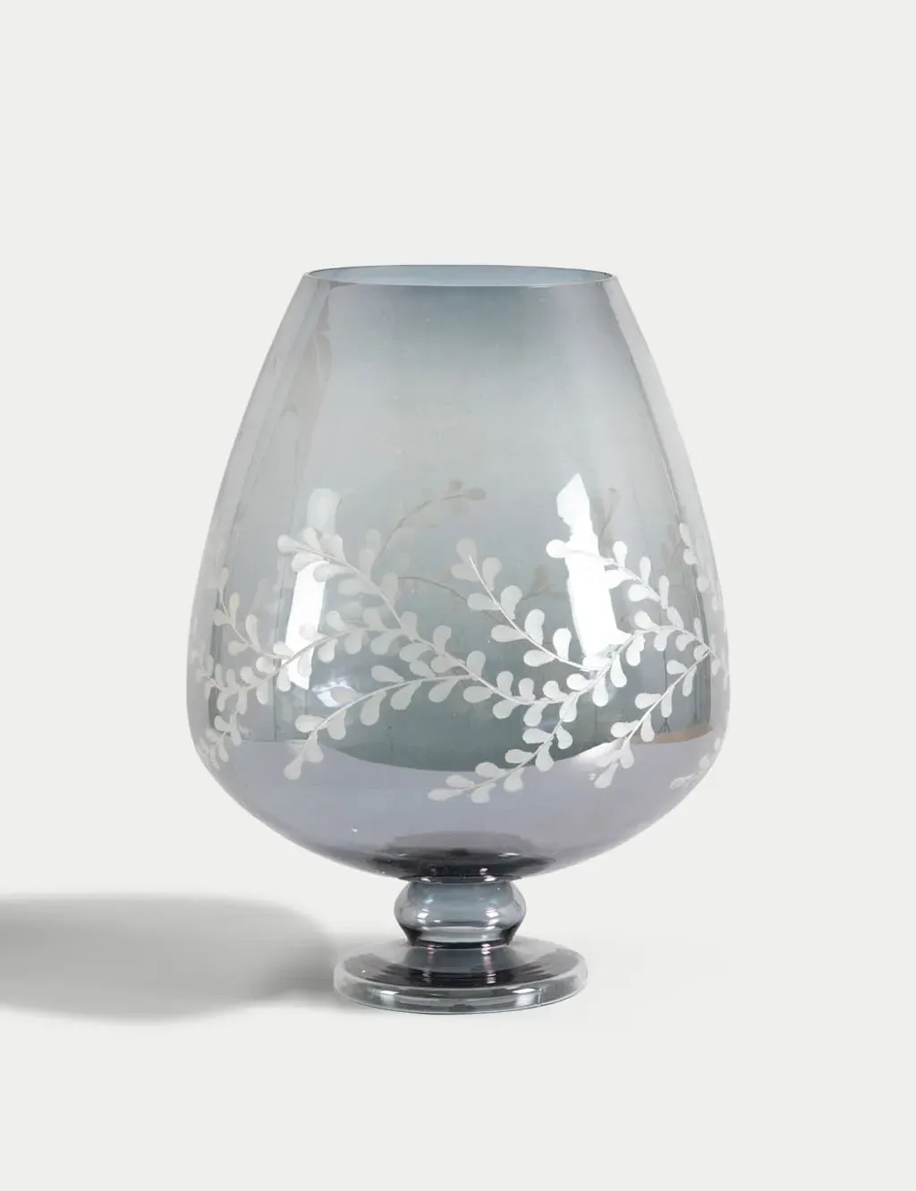 Eva Etched Hurricane Vase - Grey, Glass product