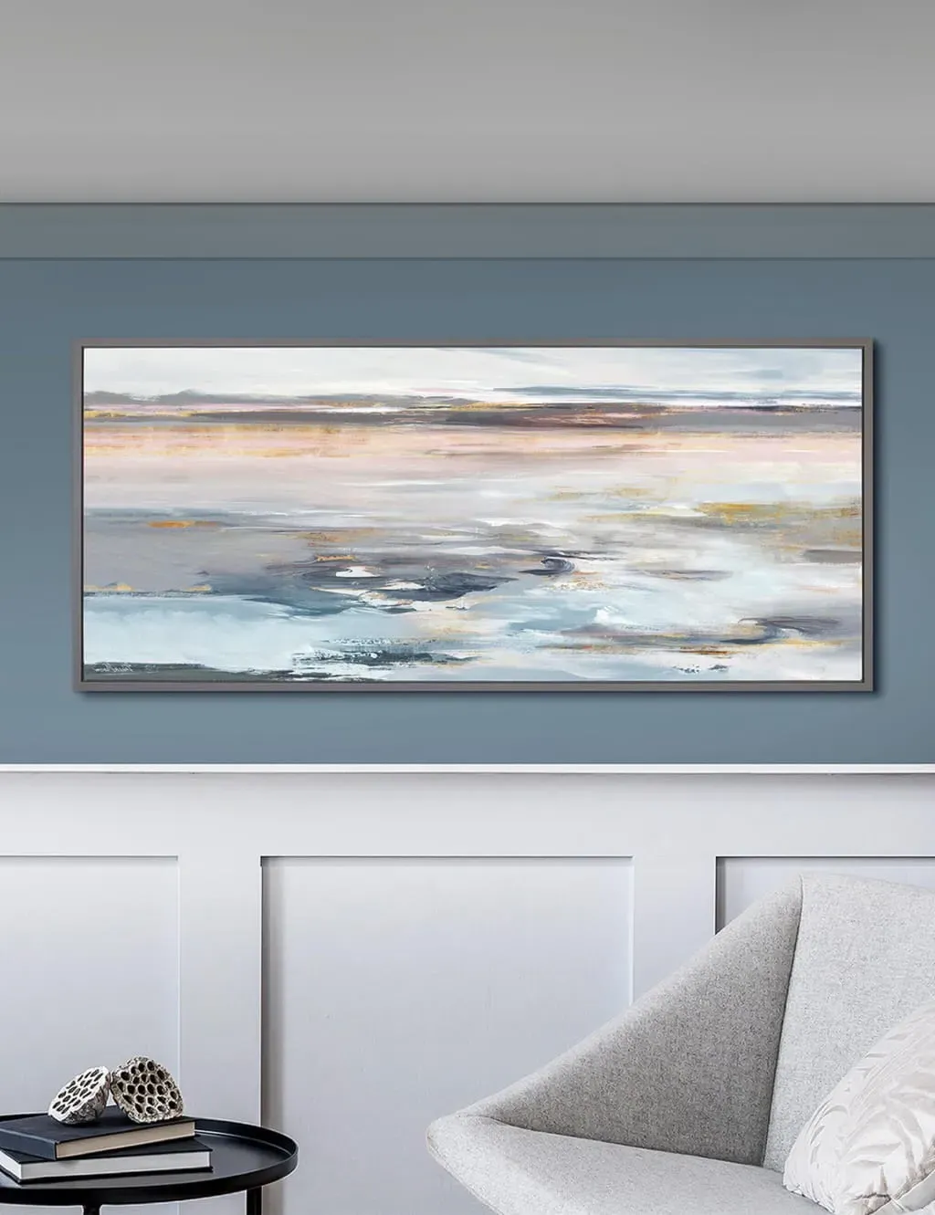 Even Tide Rectangle Framed Wall Art - Grey product