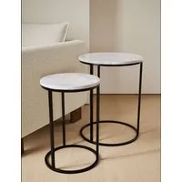 Farley Round Nest of Tables - White, Marble alternate view