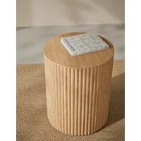 Fluted Round Side Table - Natural, Oak Veneer alternate view