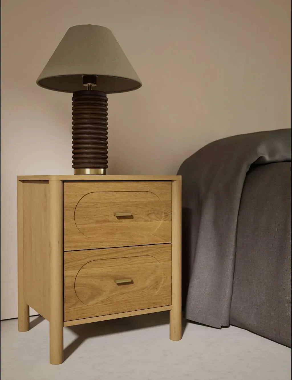 Giles 2 Drawer Bedside Table - Natural, Acacia Wood product