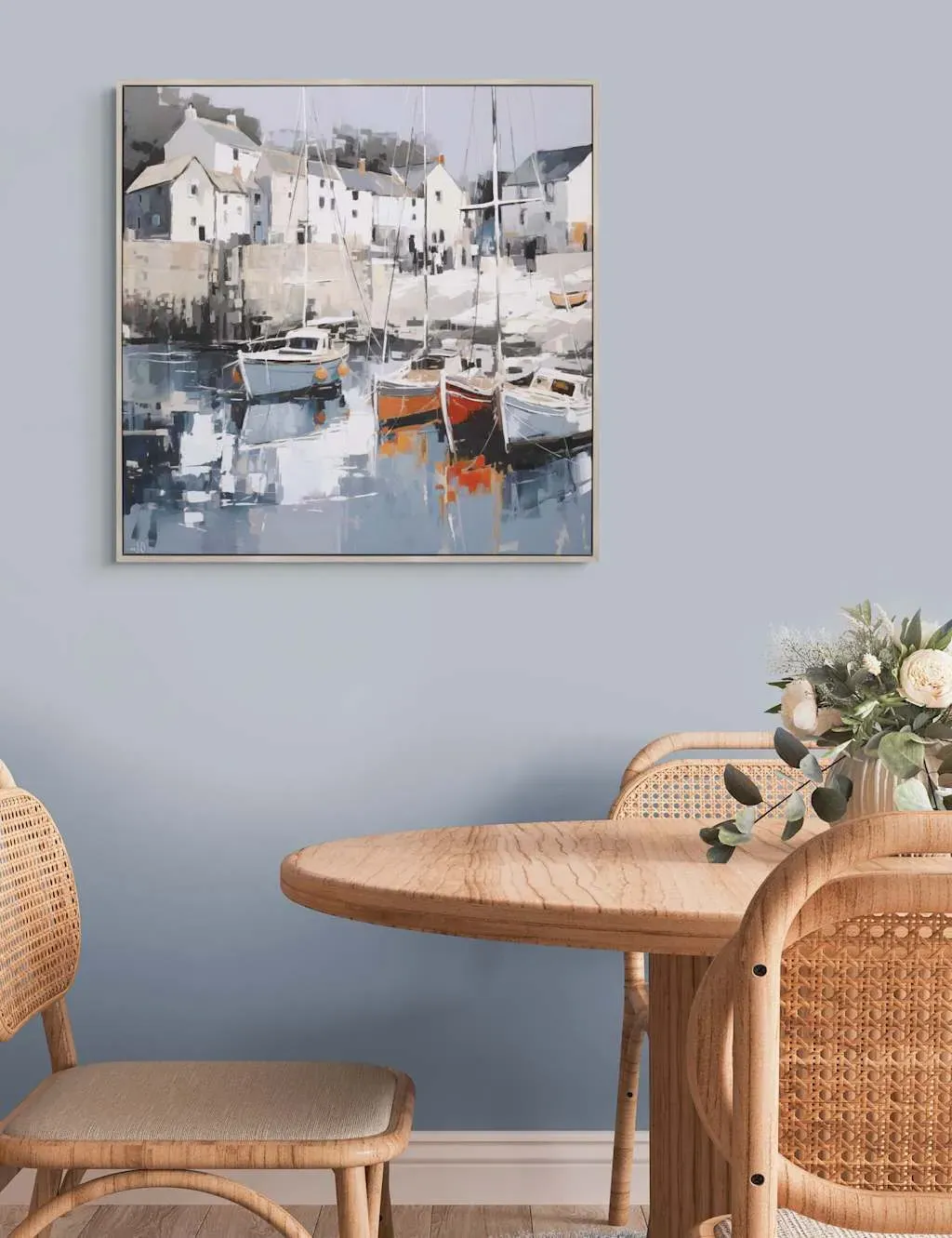 Harbour Haven Square Framed Canvas - Multi product