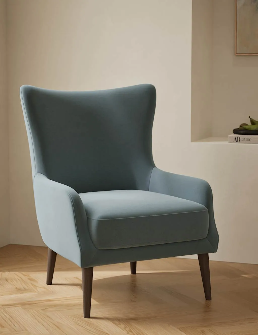 Harriet Highback Accent Chair - Light Blue, Velvet product