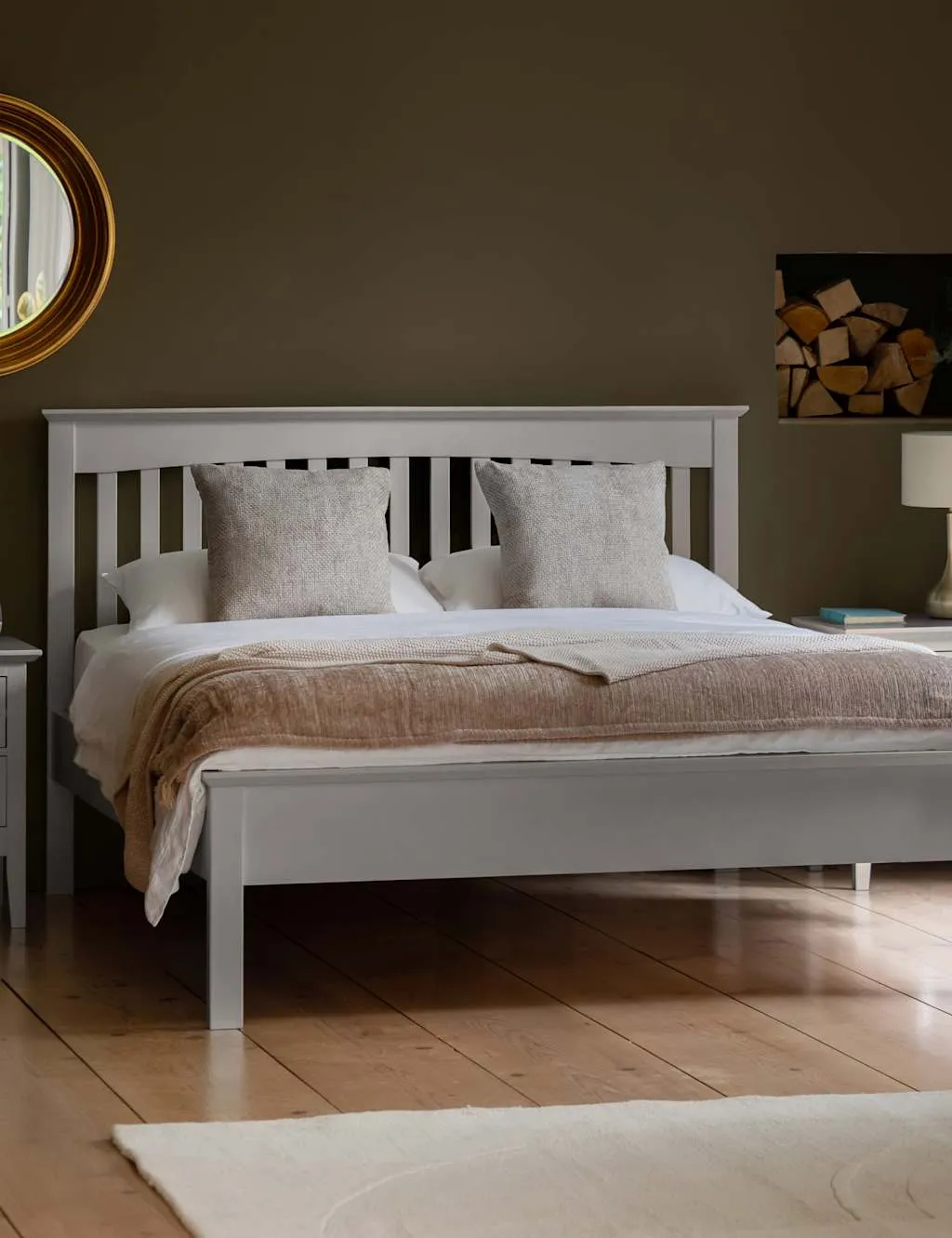 Hastings Double (4ft 6) Bed Frame - Grey, Solid Pine product