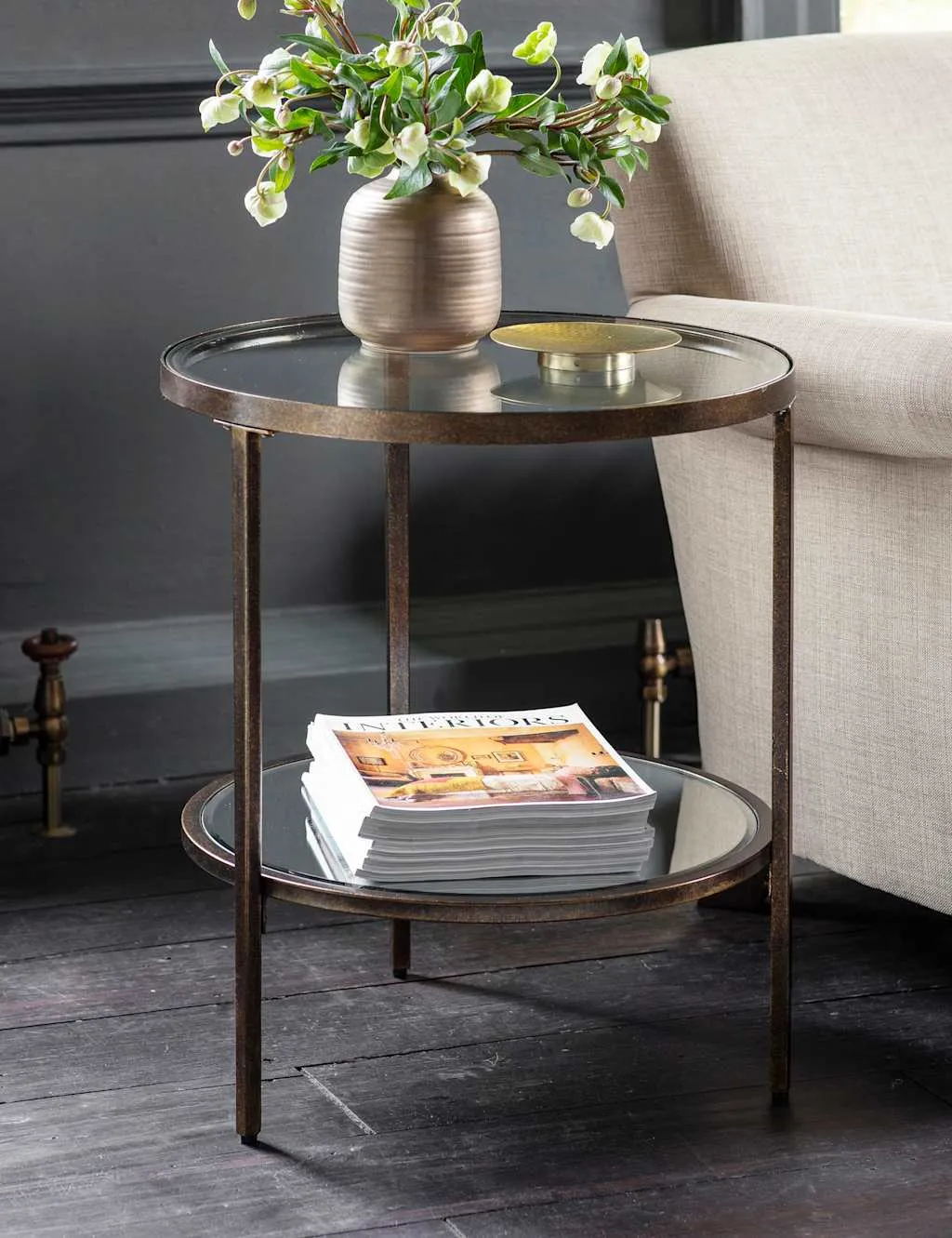 Hudson Round Side Table - Brown Mix product