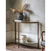 Hudson Semicircular Console Table - Brown, Metal & Glass alternate view