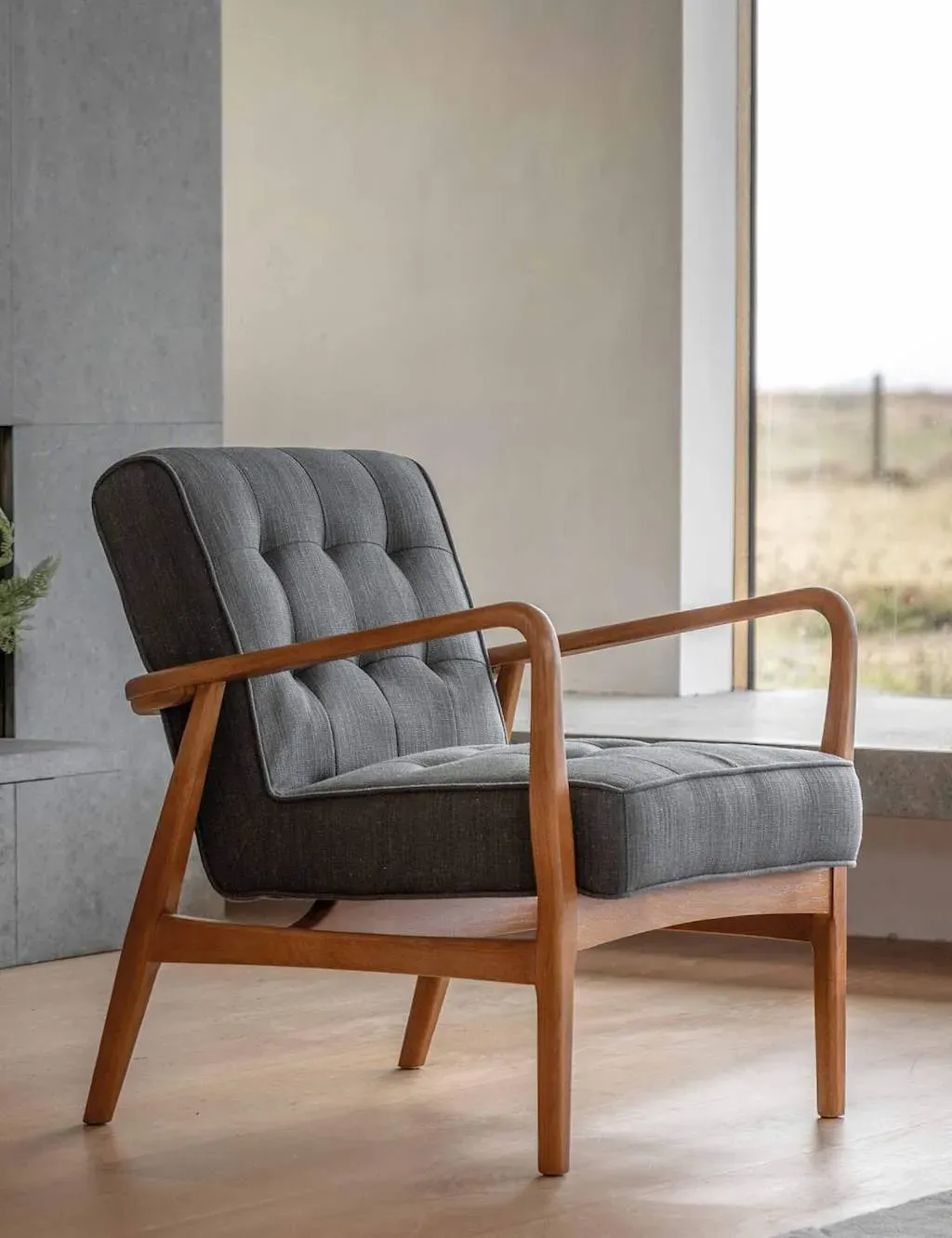 Humber Armchair with Piped Edging - Dark Grey, Linen product
