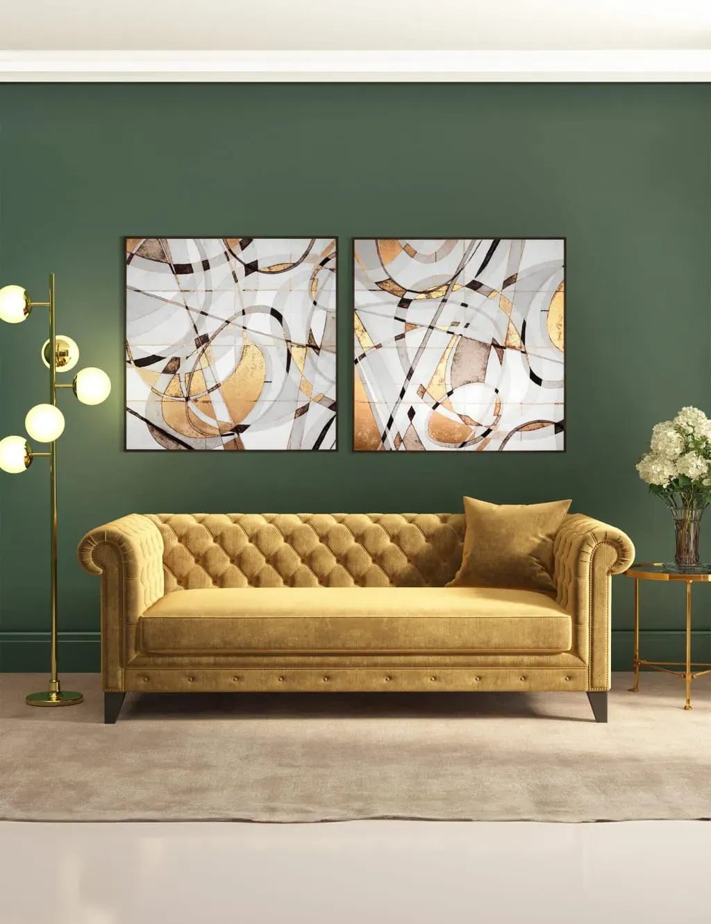 Kaleidoscope Set of 2 Square Framed Wall Art - Brown product