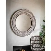 Kota Large Round Wall Mirror - Natural, Wood alternate view