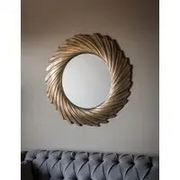 Lowry Extra Large Round Wall Mirror - Gold alternate view