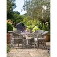 Menton 4-Seater Round Garden Table and Chairs Set - Grey, PE Rattan alternate view