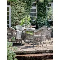 Menton Oval 6-Seater Garden Table and Chairs Set - Grey alternate view