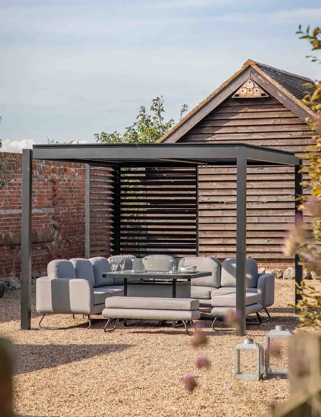 Messina Rectangular Pergola with Adjustable Louvres - Black, Aluminium product