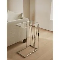 Milan C-Shape Side Table - Silver, Chrome alternate view