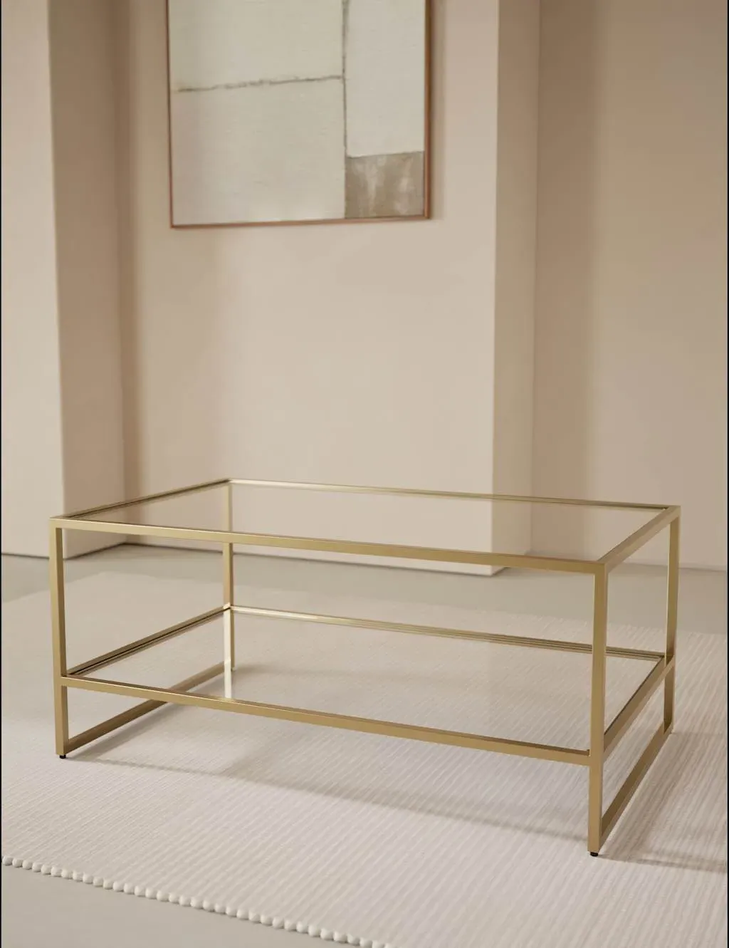 Milan Metal & Glass Coffee Table - Antique Brass product