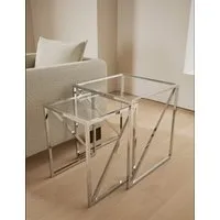 Milan Metal & Glass Nest of Tables - Silver alternate view