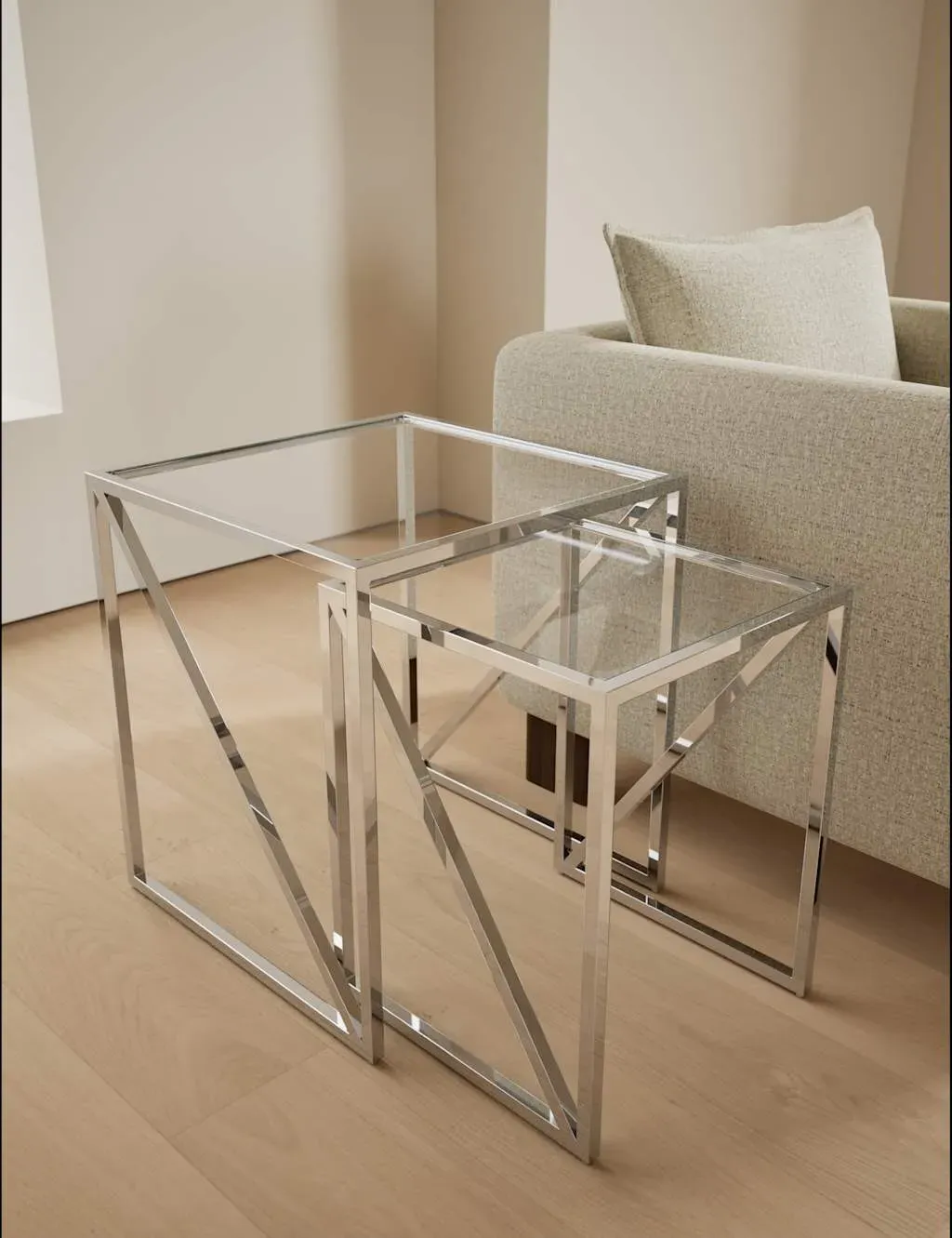 Milan Metal & Glass Nest of Tables - Silver product