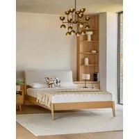 Nord Bed Frame with Cushioned Headboard - Oak alternate view