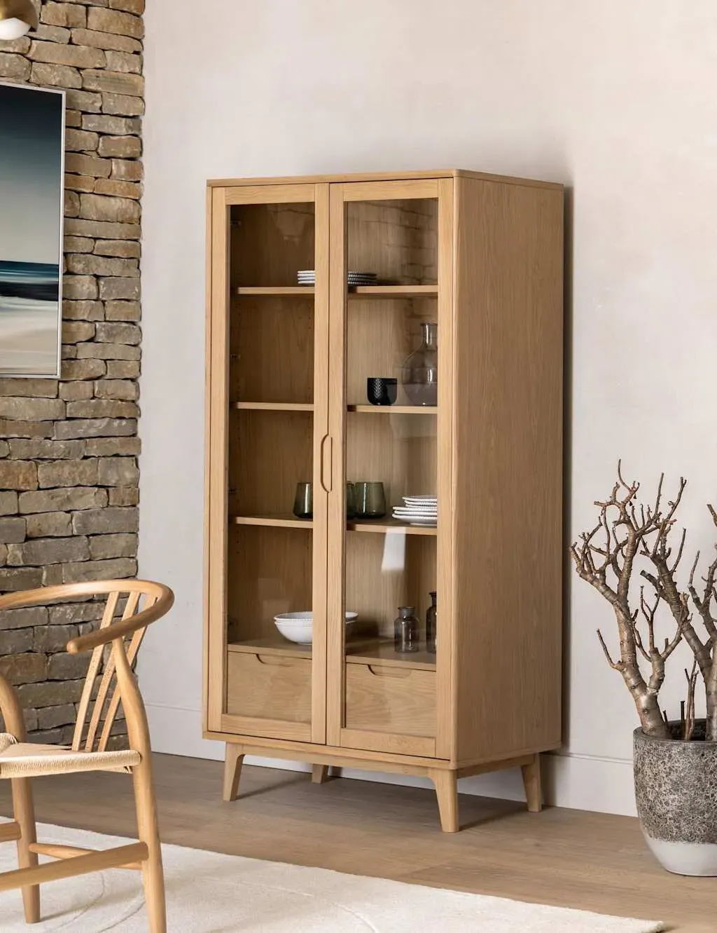 Nord Display Cabinet with Drawers - Oak product