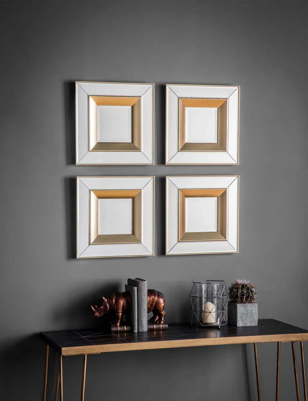 Phantom Set of 4 Square Wall Mirrors - Gold product
