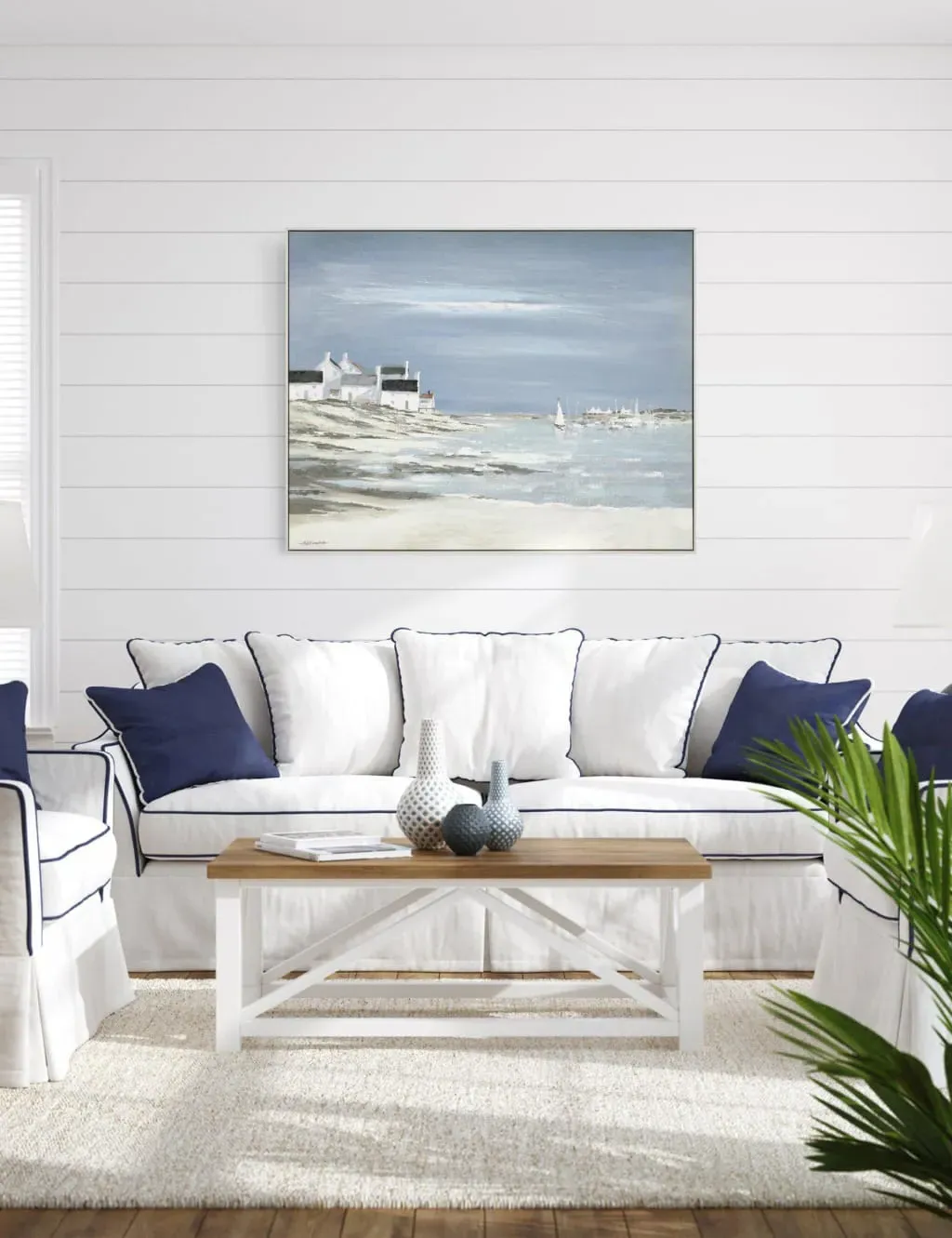 Calm Harbour Rectangle Framed Art - Grey product