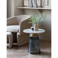 Seville Round Side Table - Blue, Marble alternate view
