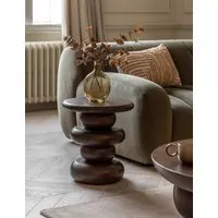 Sculpt Round Side Table - Dark Brown, Mango Wood alternate view