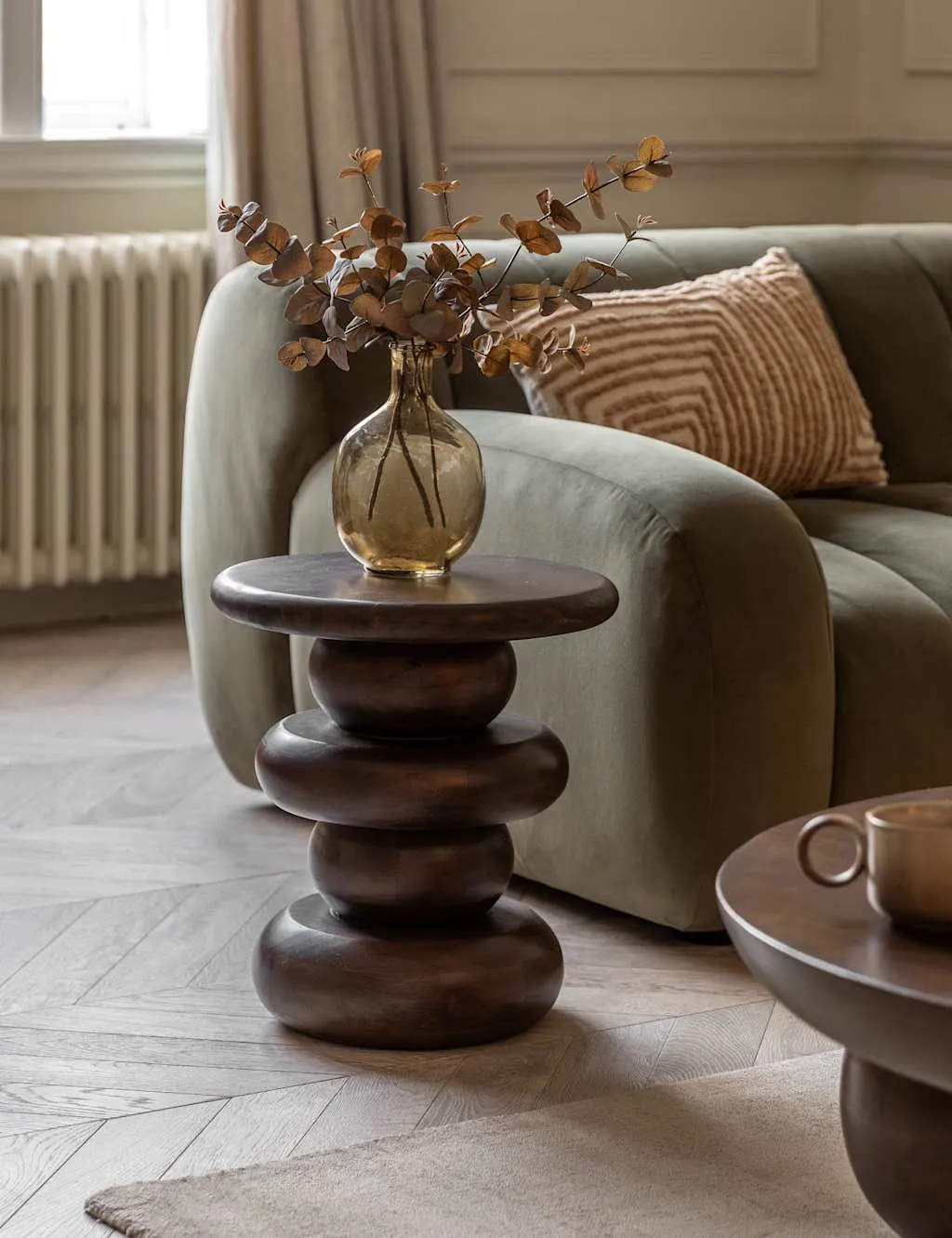 Sculpt Round Side Table - Dark Brown, Mango Wood product