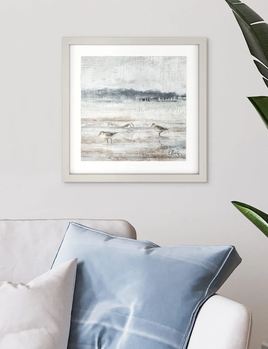 Sand Pipers Square Framed Wall Art - Taupe product