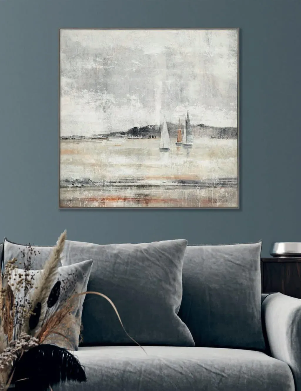 Sea Spray Square Framed Art - Grey product