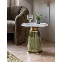Seville Round Side Table - Dark Green, Marble and Glass alternate view