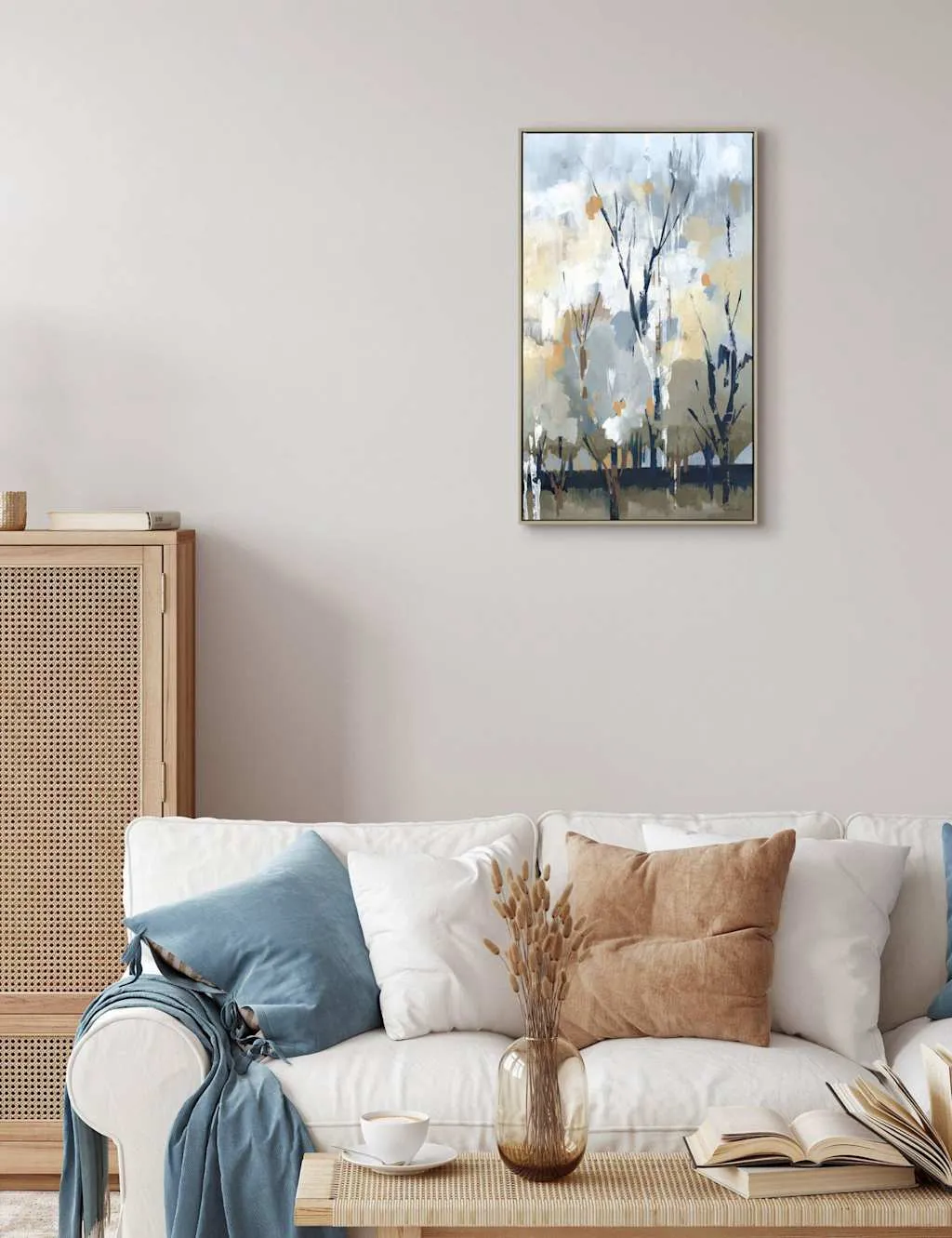 Silver Birch Blues Rectangle Framed Canvas - Blue Mix product