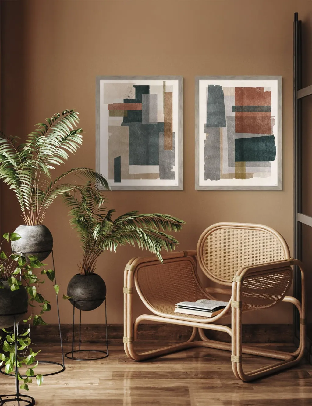 Skimming Shapes Set of 2 Abstract Framed Art - Multi product