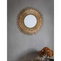 Quill Small Round Wall Mirror - Gold, Metal alternate view