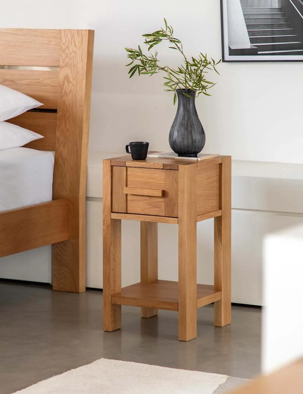 Sonoma 1 Drawer Slim Bedside Table - Oak product